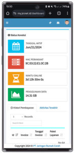 Cara Masuk Ke Portal Client JRCNET 3 cek pengunaan3